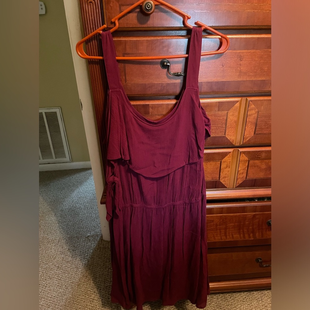 Burgandy slim strapped dress